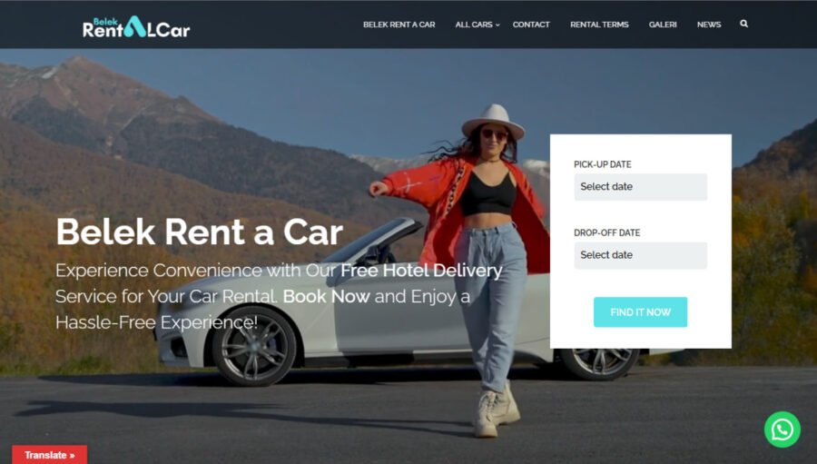 BRC Car Rental masaüstü web sitesi tasarımı